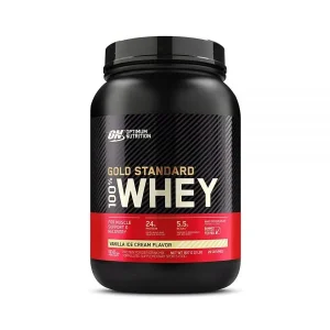 Optimum Nutrition  Gold Standard Whey Vainilla Ice Ctream 29 Servicios Plastico  Negro