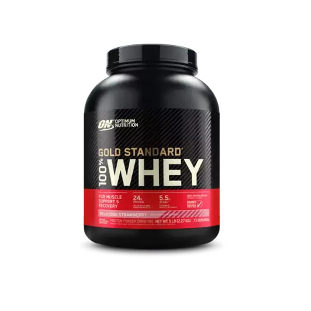 Optimum Nutrition  Gold Standard Whey Strawberry 73 Servicios Plastico  Negro
