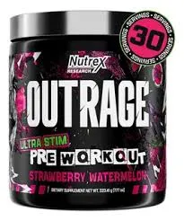 Nutrex  Outrage Strawberry Watermelon 30 Serv Plastico  Negro