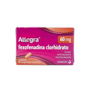 Allegra  Fexofenadina Clorhidrato 60 Mg 20 Comprimidos Plastico  Azul