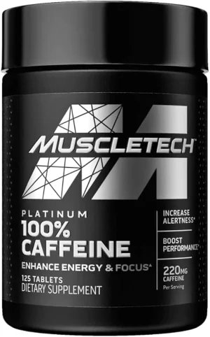 Muscletech Pre Energy 100 % Caffeine Plastico 220 Mg/125 Tbs Negro