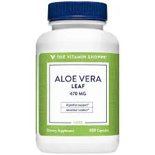 The Vitamin Shoppe  Aloe Vera 470 Mg 300 Caps Plastico  Blanco