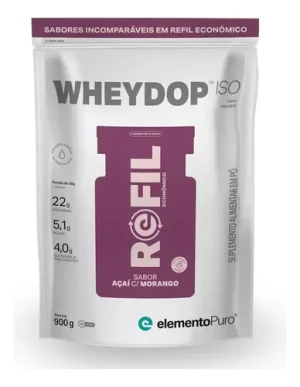 Elemento Puro Whey Refil Wheydop Iso Acai C/Morango Plastico 900 G/33 Servs Blanco