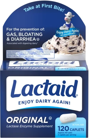 Now  Lactaid Original Lactace Enzyme 120 Cap Plastico  Blanco
