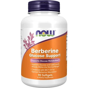 Now  Berberine Glucose Support 90 Softgels Plastico  Naranja