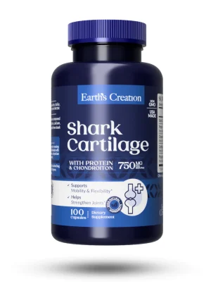 Earths Creation Vitamina Shark Cartilage 100 Caps 750 Mg Plastico  Azul
