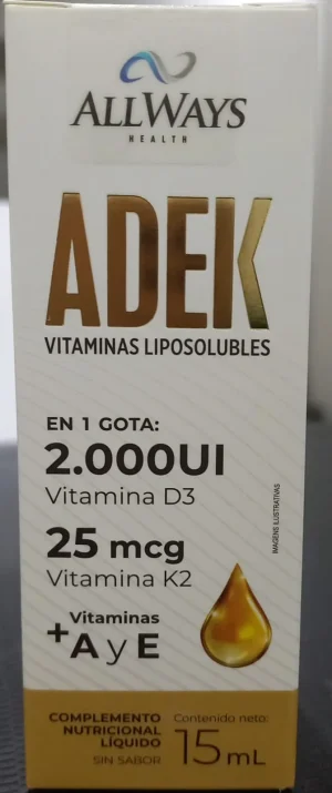 All Ways Medical Vitamina Adek Vitaminas Liposolubles 15ml CartóN  Blanco