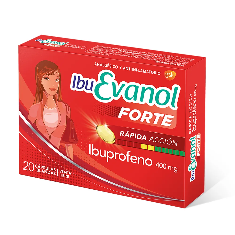 Gsk Medicamentos Ibuevanol Forte 400mg Plastico  Rojo