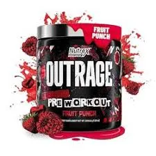 Nutrex  Outrage Fruit Punch 30 Serv Plastico  Negro